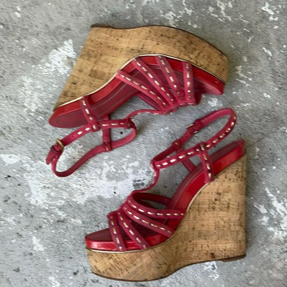 Christian Dior, pink cork wedges